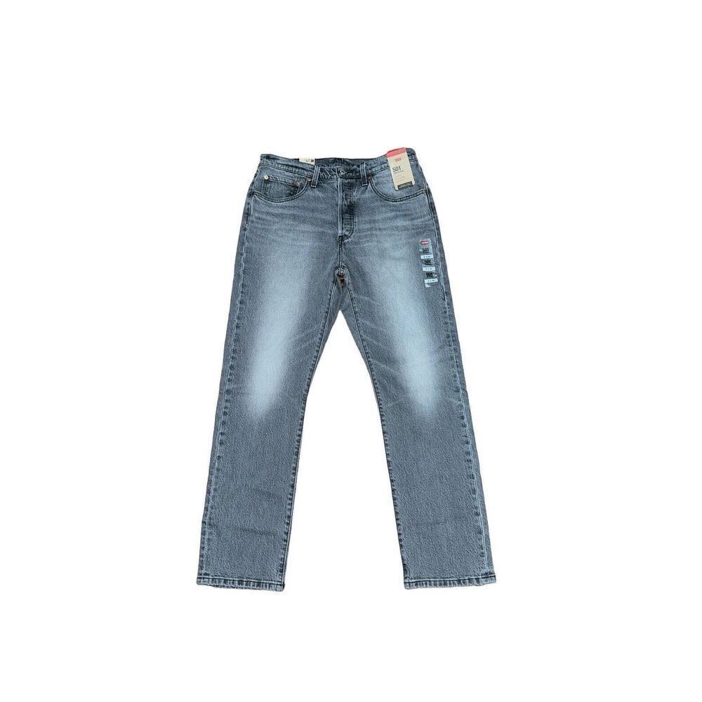LEVI Denim Jeans 501 Original High Rise Straight Leg Button Fly Gray 24 W M  NWT
